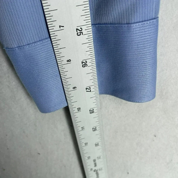 Calvin Klein Button Up Shirt Men's Sz 15 Sky Blue Striped Slim Non-Iron Two Ply - Picture 5 of 13